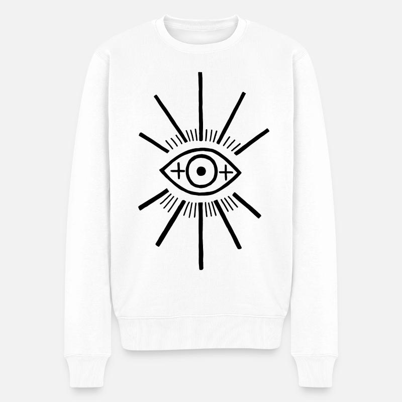 Das große Auge - Männer Premium Bio Pullover - Weiß