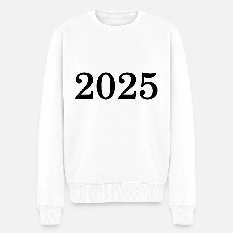 2025 Silvester Neujahr schwarz - Männer Premium Bio Pullover - Weiß