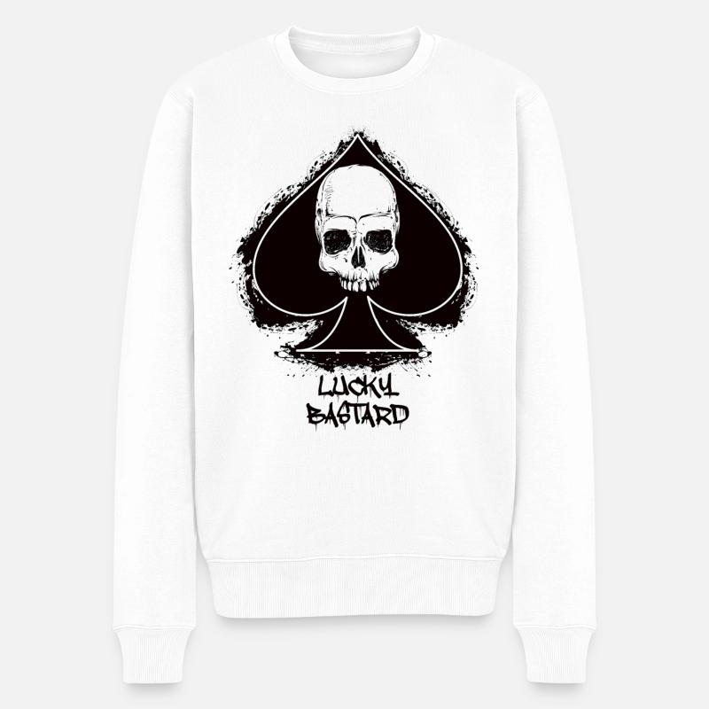 Lucky Bastard - Männer Premium Bio Pullover - Weiß