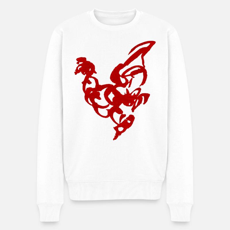 Huhn Rot - Männer Premium Bio Pullover - Weiß