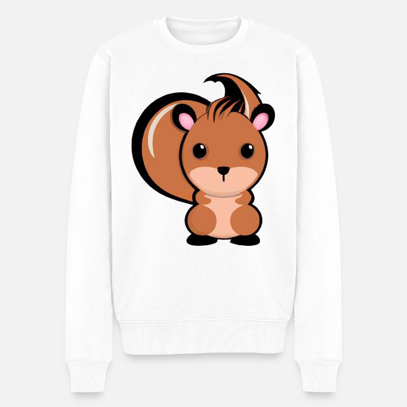 Süßes Eichhörnchen - Männer Premium Bio Pullover - Weiß