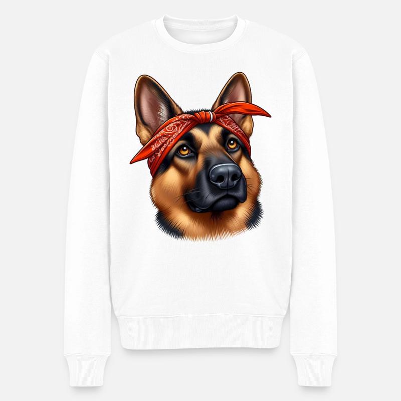 Deutscher Schäferhund Der Rapper - Männer Premium Bio Pullover - Weiß