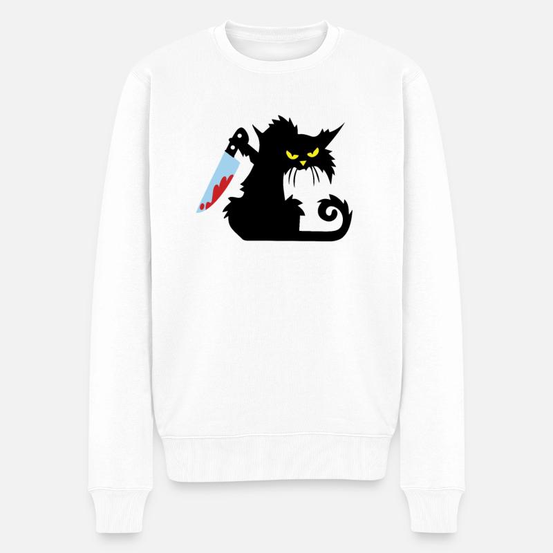 Chat sang couteau - Pull Premium bio Homme - blanc