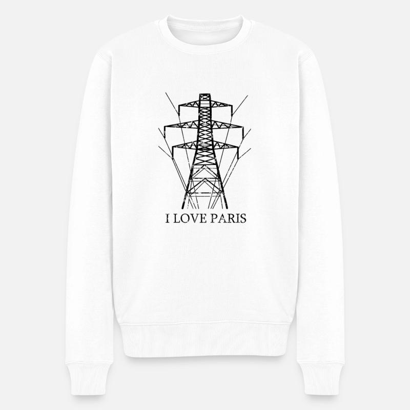 Paris Strommast I Love Paris Parodie - Männer Premium Bio Pullover - Weiß
