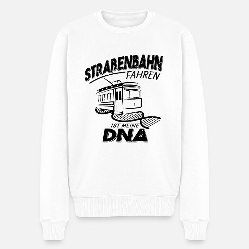 Straßenbahn fahren ist meine DNA - Männer Premium Bio Pullover - Weiß