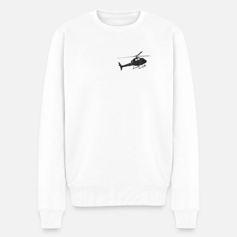 Helikopter Pocket Design - Männer Premium Bio Pullover - Weiß