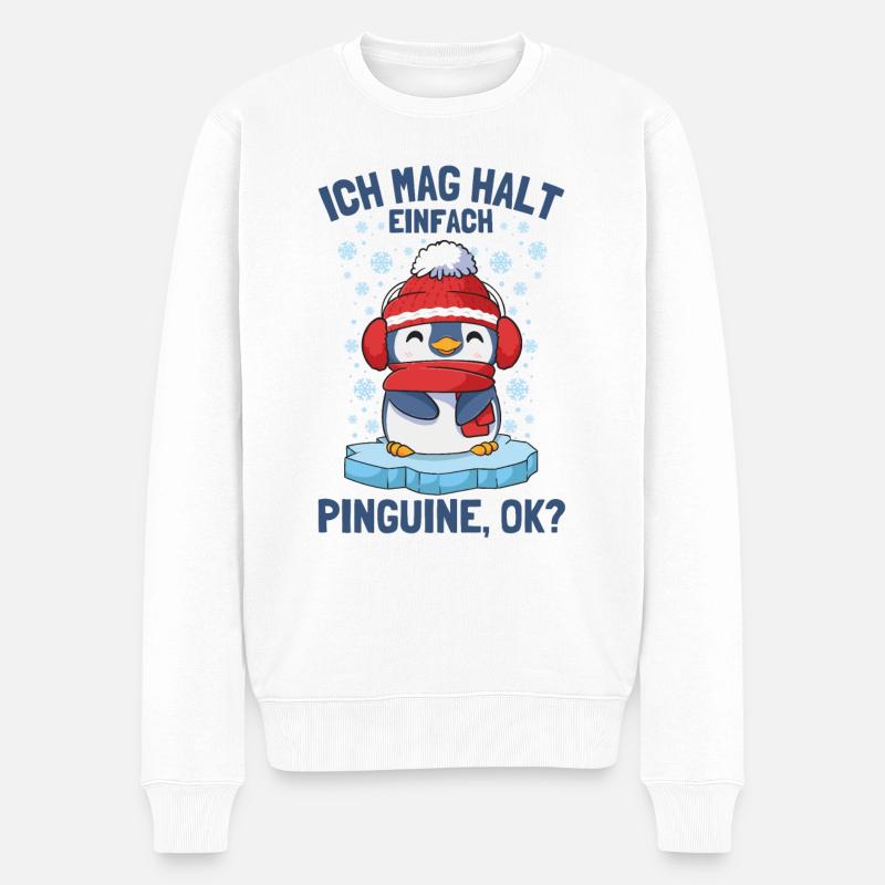 Ich Mag Halt Einfach Pinguine Süßer Pinguin - Männer Premium Bio Pullover - Weiß
