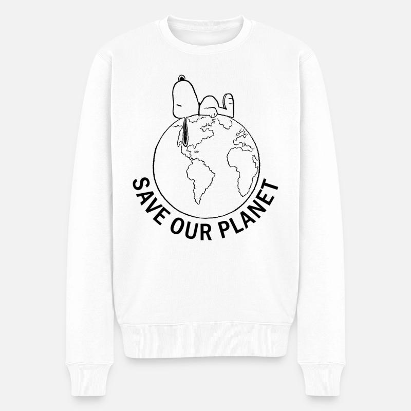 Peanuts Snoopy Save Our Planet Umwelt - Männer Premium Bio Pullover - Weiß