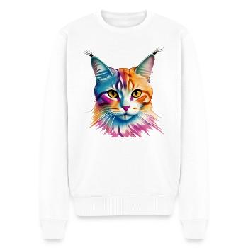 Katze - Männer Premium Bio Pullover - Weiß - Vorne - Thijin (182cm)