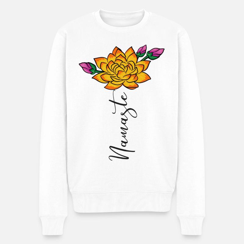 Lotus Namaste - Männer Premium Bio Pullover - Weiß