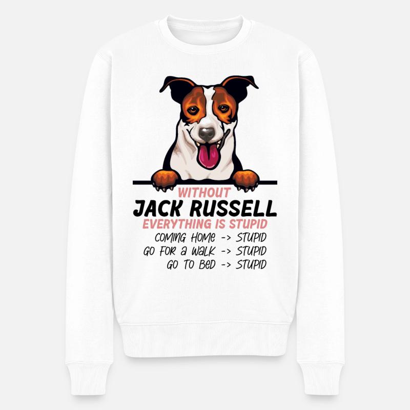 Ohne Jack Russell ist alles doof - Männer Premium Bio Pullover - Weiß