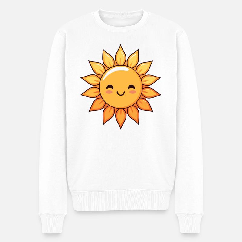 Lachende Sonne Sommer Spass Geschenk - Männer Premium Bio Pullover - Weiß
