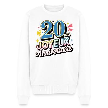 20 ans joyeux anniversaire - Pull Premium bio Homme - blanc - Devant - Thijin (182cm)