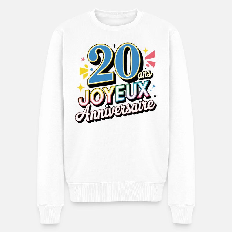 20 ans joyeux anniversaire - Pull Premium bio Homme - blanc