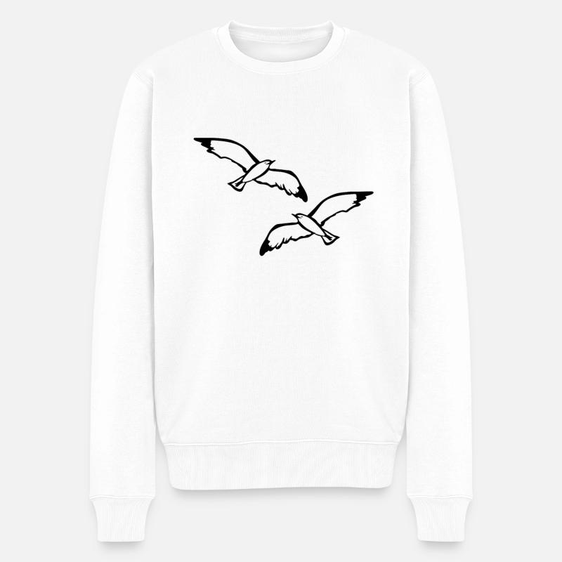 Oiseaux oiseaux mouettes - Pull Premium bio Homme - blanc