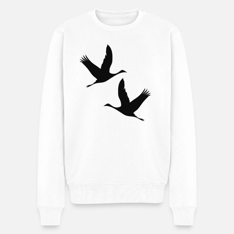 Oiseaux oiseaux oies grues - Pull Premium bio Homme - blanc