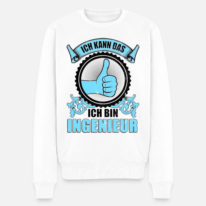 Ich kann das ich bin Ingenieur - Männer Premium Bio Pullover - Weiß