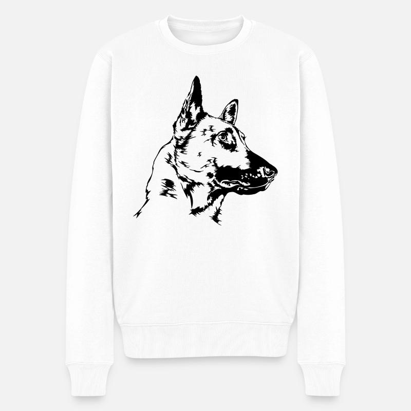 BELGIAN MALINOIS Wilsigns Hundeportrait Hund Hunde - Männer Premium Bio Pullover - Weiß