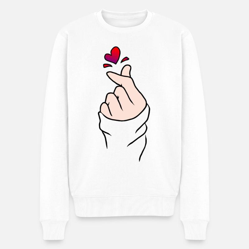 Süßes Herz - Männer Premium Bio Pullover - Weiß