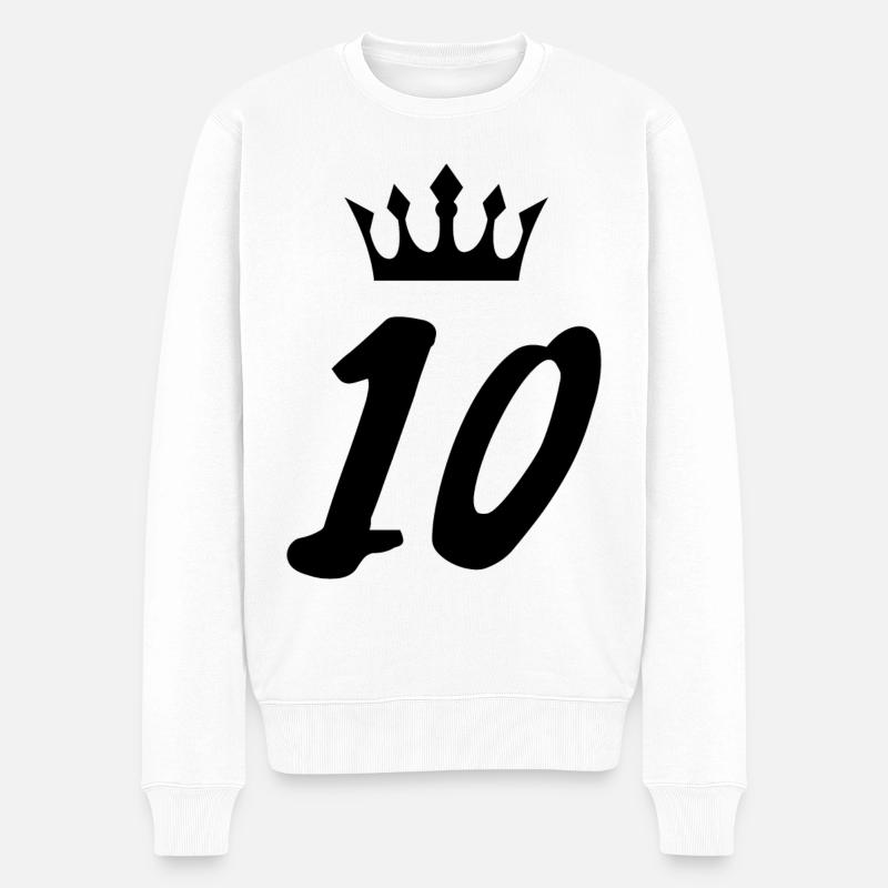 10 Zahl Krone - Männer Premium Bio Pullover - Weiß