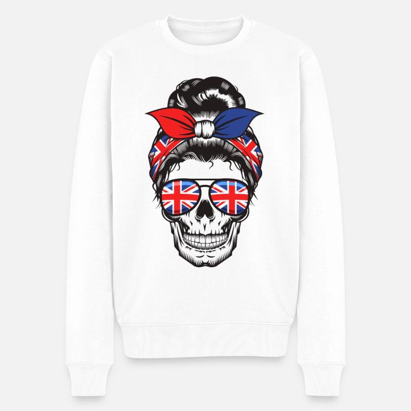 Skull Mom Britannique - Pull Premium bio Homme - blanc
