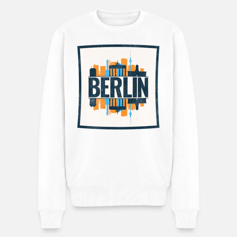 Berlin - Männer Premium Bio Pullover - Weiß