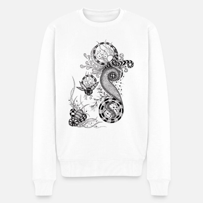 Dessin d’enchevêtrement floral - Pull Premium bio Homme - blanc