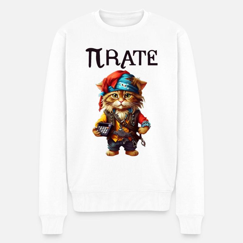 Chat pirate de Pi Day - Pull Premium bio Homme - blanc