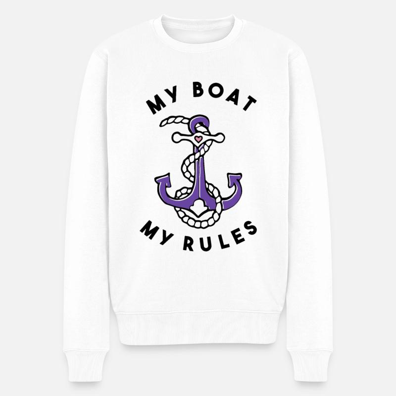 Mon bateau Mes règles Ancre et cordage - Pull Premium bio Homme - blanc