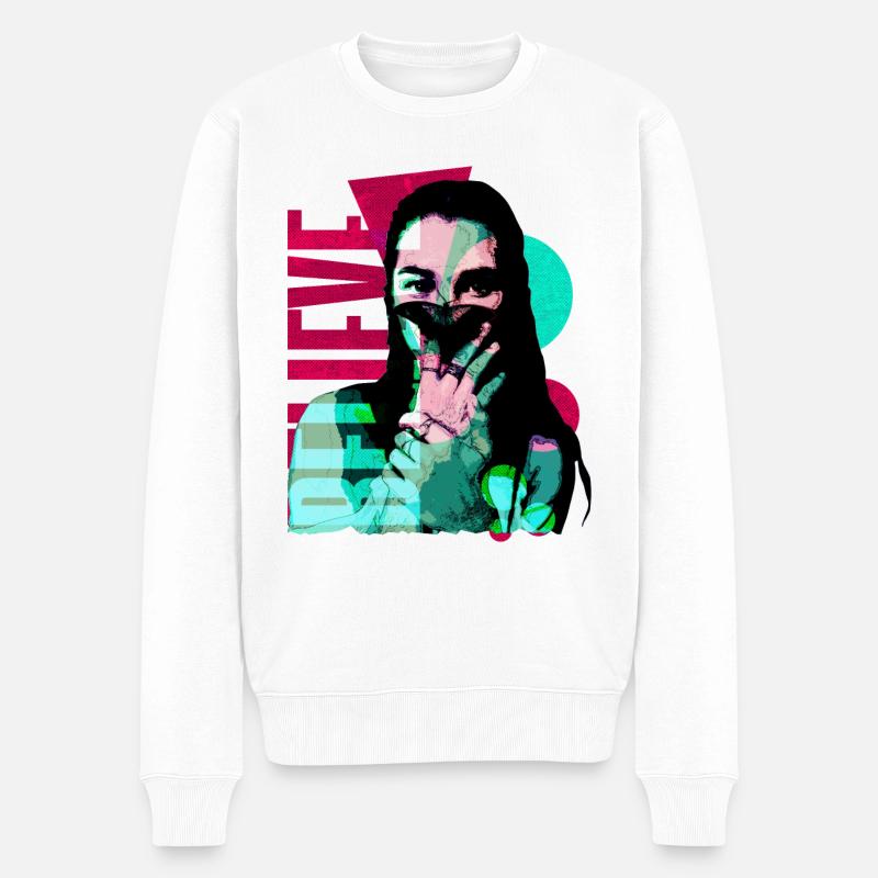 Femme avec papillon - Pull Premium bio Homme - blanc