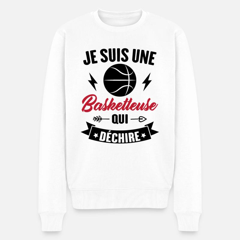 Cadeau humour Je suis une basketteuse qui déchire - Pull Premium bio Homme - blanc