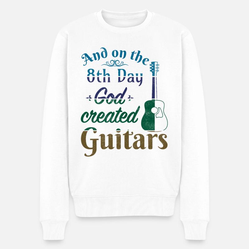 And on the 8th day God created Guitars - Männer Premium Bio Pullover - Weiß