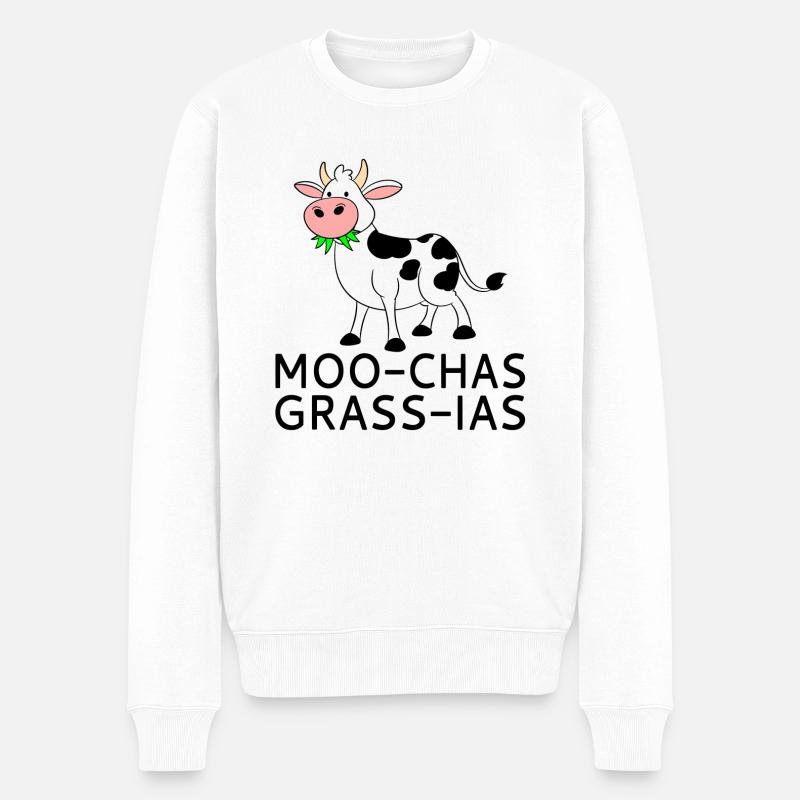 Moo-chas Grass-ias - Männer Premium Bio Pullover - Weiß