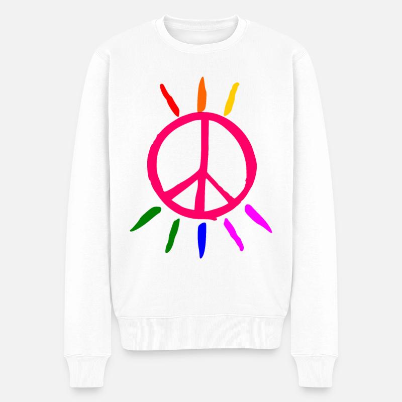 Lgbt Peacezeichen - Männer Premium Bio Pullover - Weiß