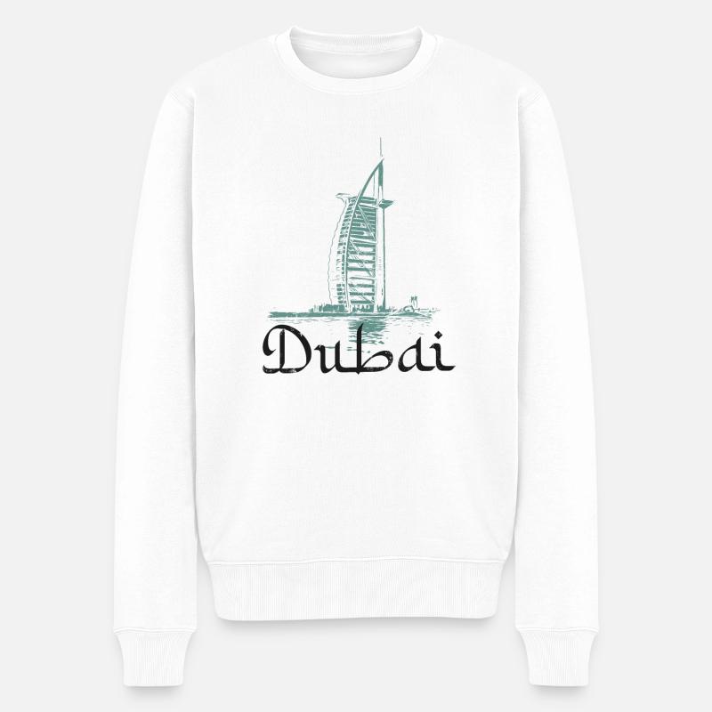 Illustration Burj Al-Arab Hotel, Ikone von Dubai - Männer Premium Bio Pullover - Weiß
