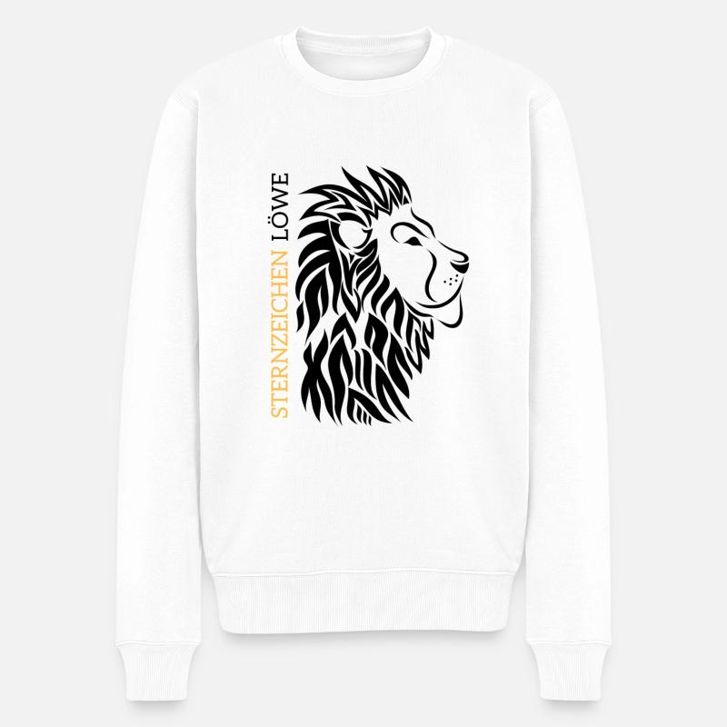 T-Shirt Löwe Sternzeichen - Sternzeichen Löwe - Männer Premium Bio Pullover - Weiß