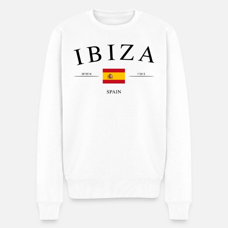 Ibiza Spanien Urlaub Souvenir & Geschenk - Männer Premium Bio Pullover - Weiß