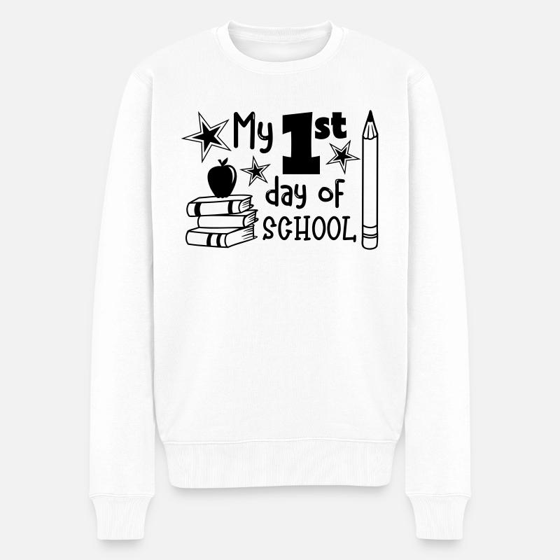 MEIN ERSTER SCHULTAG SCHULE EINSCHULUNG ABC SPRUCH - Männer Premium Bio Pullover - Weiß