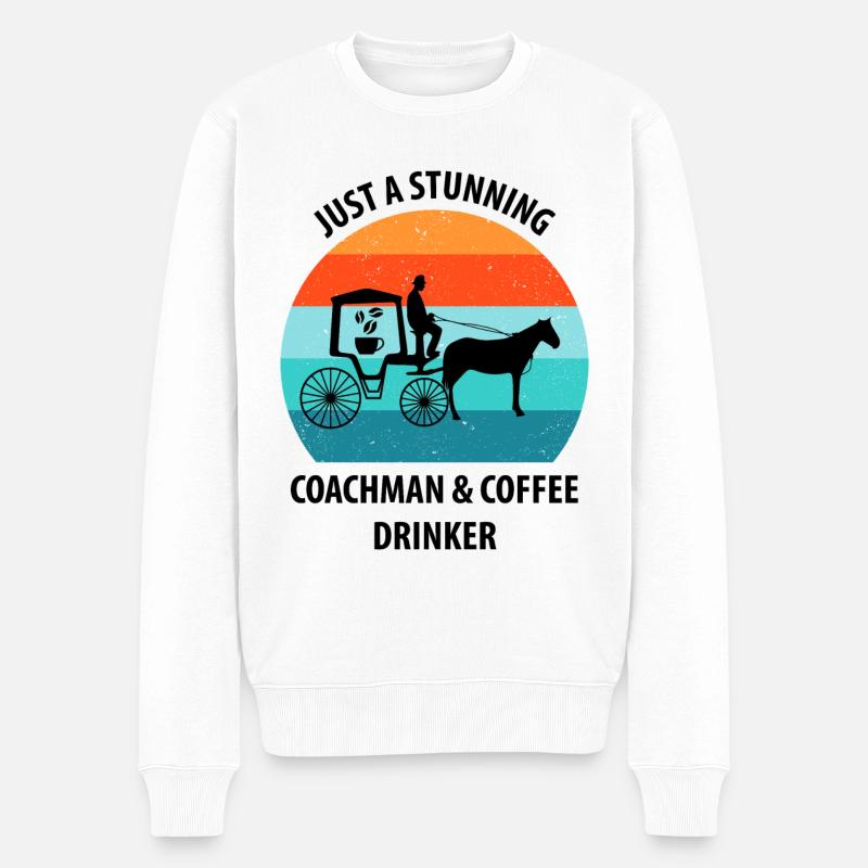 Cocher Calèche Calèche Café - Pull Premium bio Homme - blanc