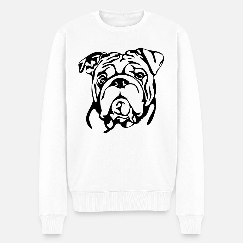 ENGLISCHE BULLDOGGE Hunde Hund Wilsigns - Männer Premium Bio Pullover - Weiß
