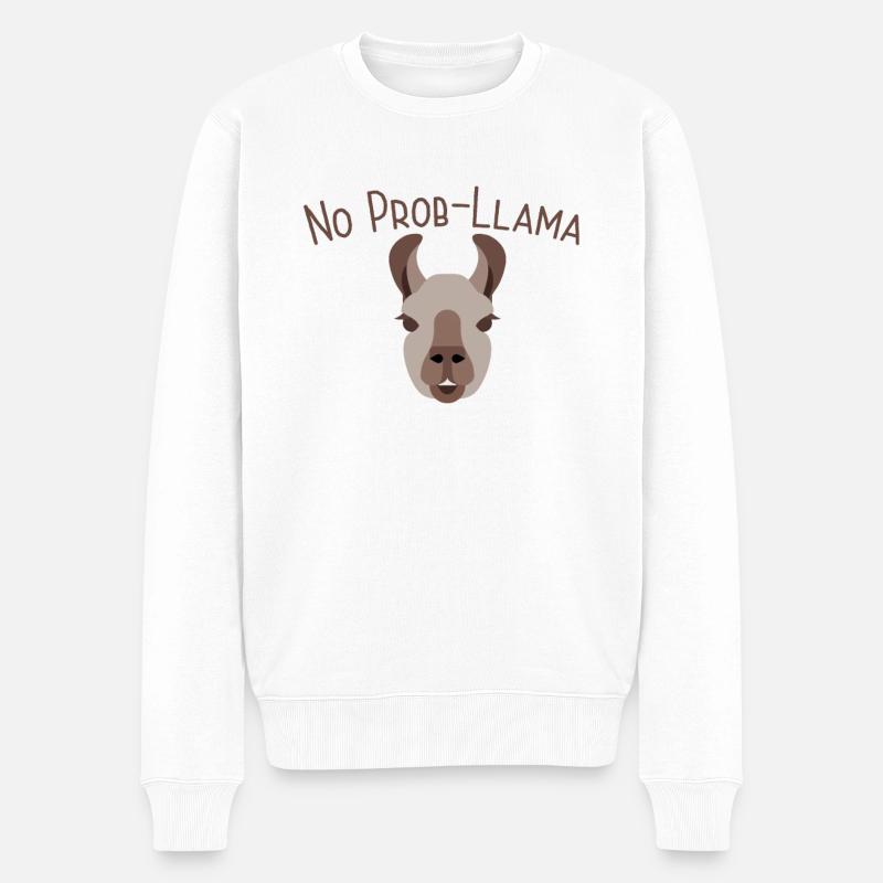 Lama No Prob-Llama - Pull Premium bio Homme - blanc