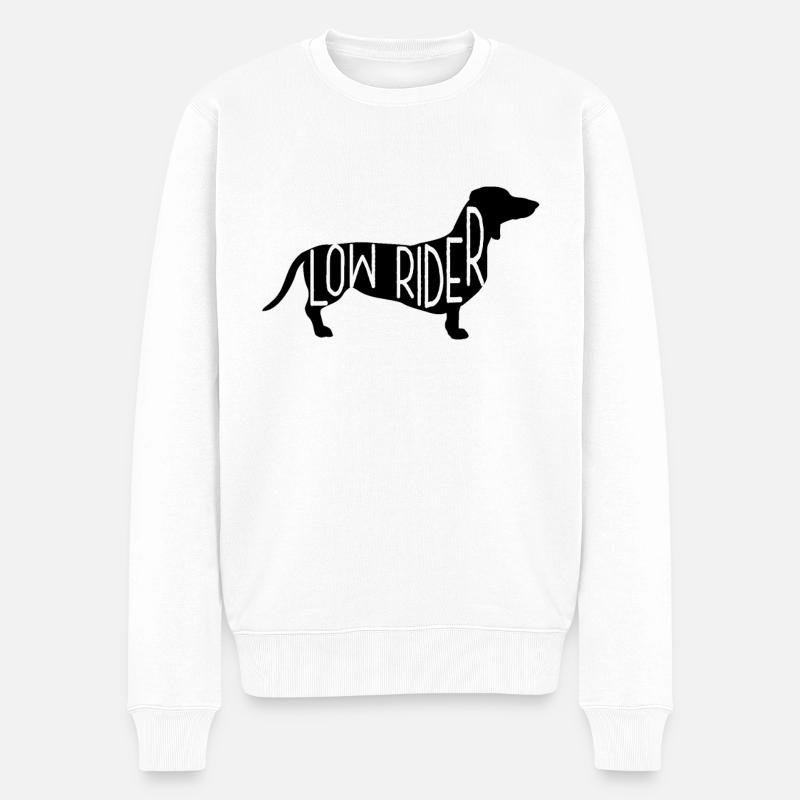 Teckel Chien Low Rider - Pull Premium bio Homme - blanc