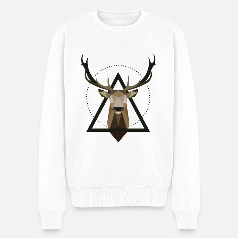 Reh Hirsch geometrisch - Männer Premium Bio Pullover - Weiß