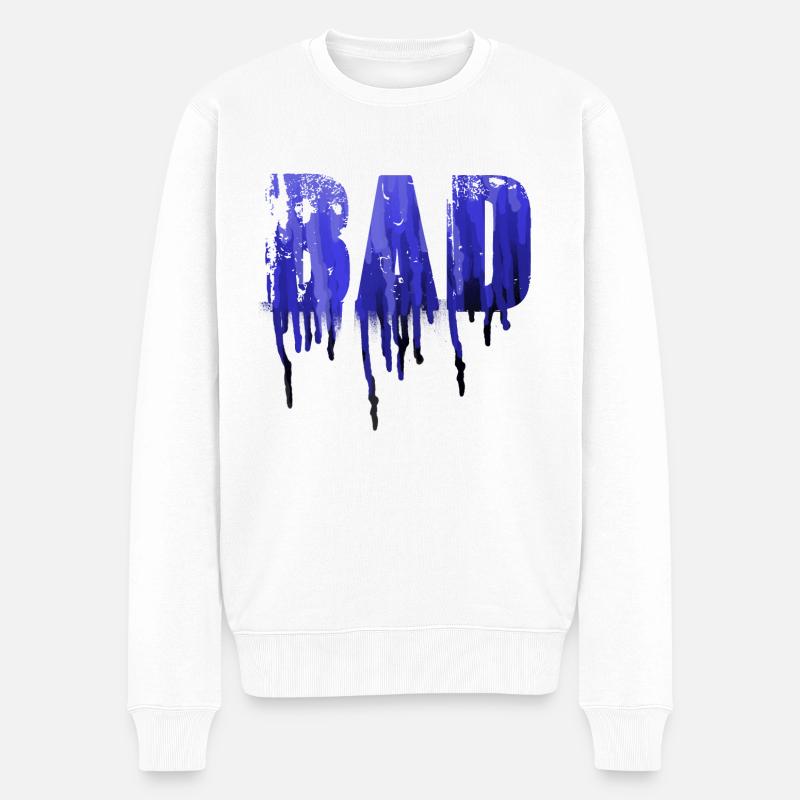 bad ,blau,schrift,graffiti,typo,stencil - Männer Premium Bio Pullover - Weiß