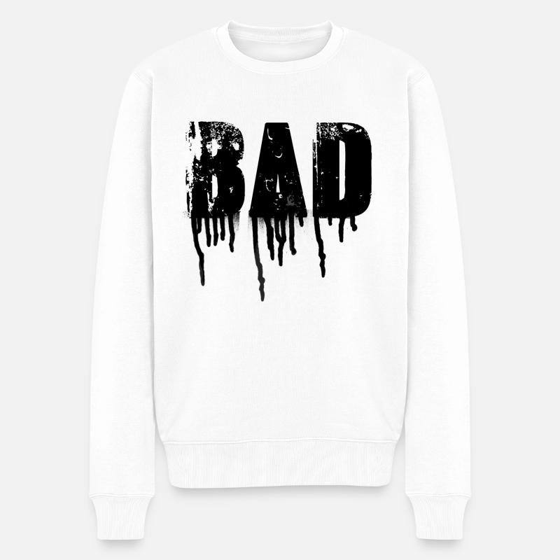 bad,schrift,schwarz,graffiti,typo,stencil - Männer Premium Bio Pullover - Weiß
