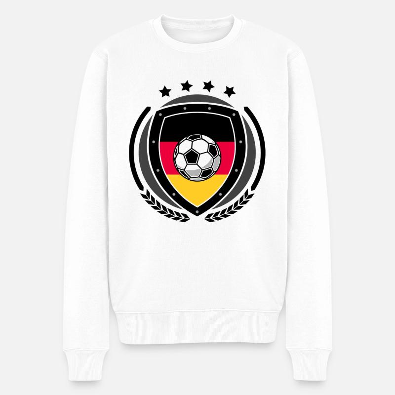 Deutschland Fußball Wappen 02 - Männer Premium Bio Pullover - Weiß