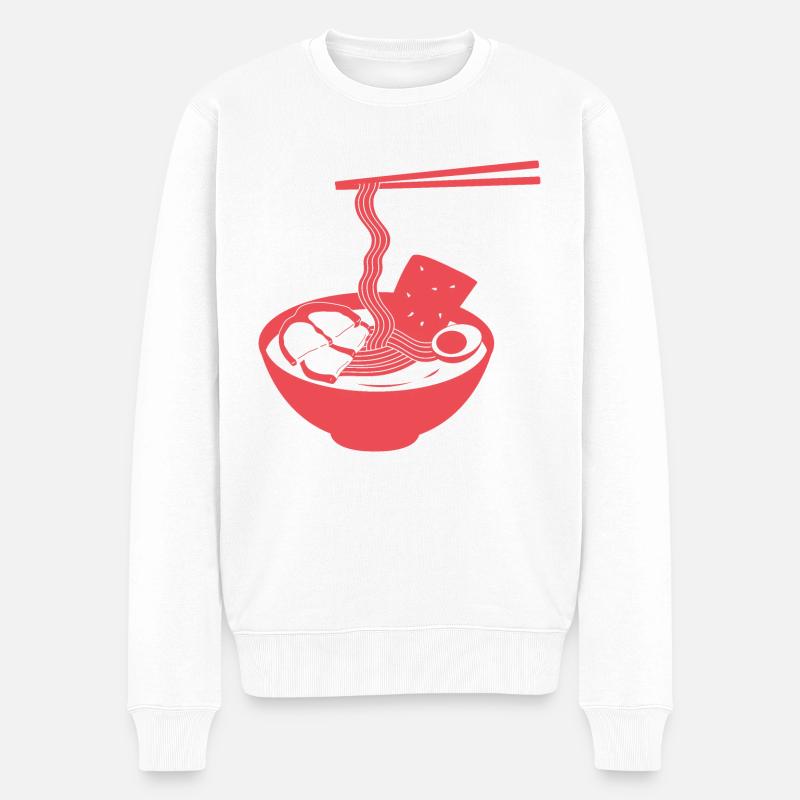 Ramen essen - Männer Premium Bio Pullover - Weiß