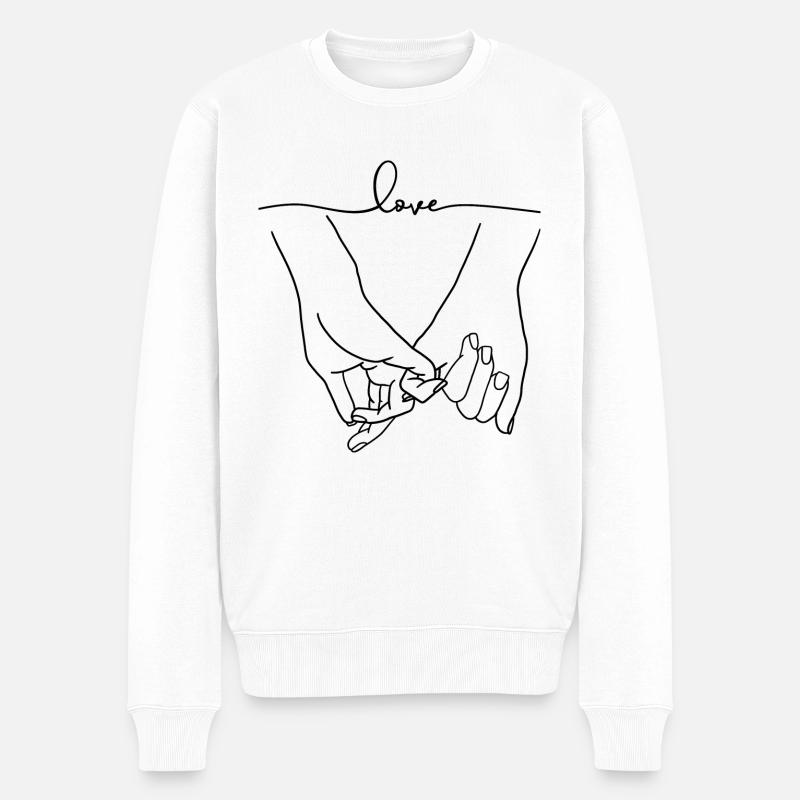 Händchenhalten, Beziehung, Liebe, Paar - Männer Premium Bio Pullover - Weiß
