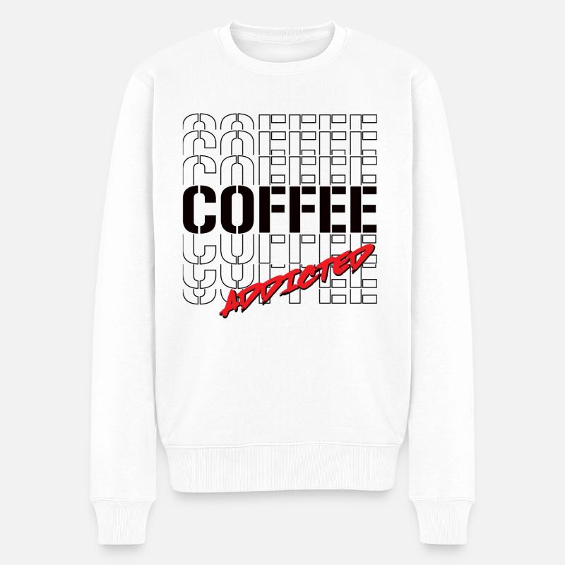 Coffee Addicted - Männer Premium Bio Pullover - Weiß