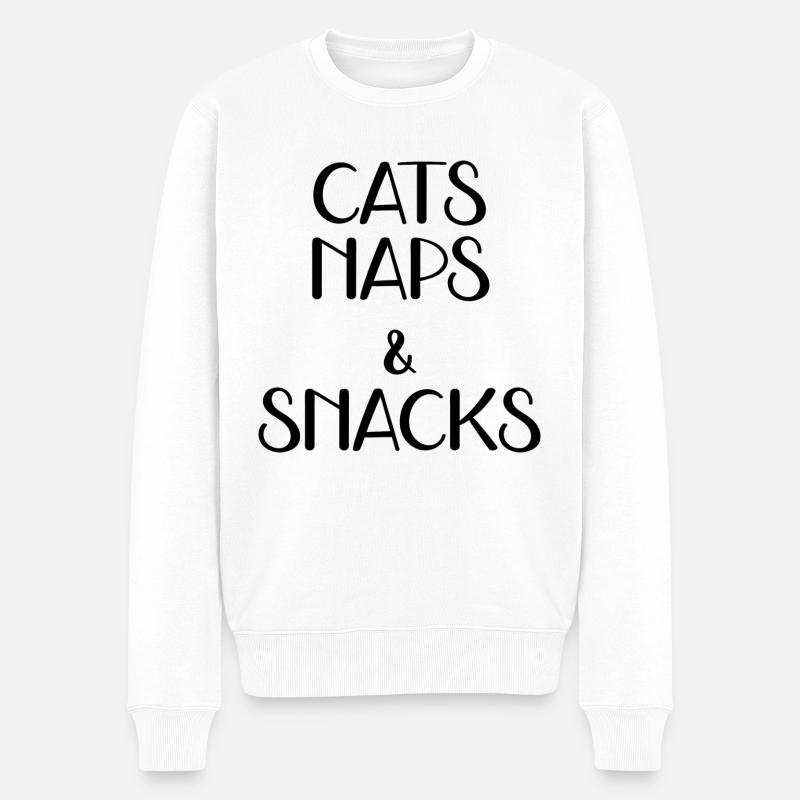 Cats Naps And Snacks - Pull Premium bio Homme - blanc
